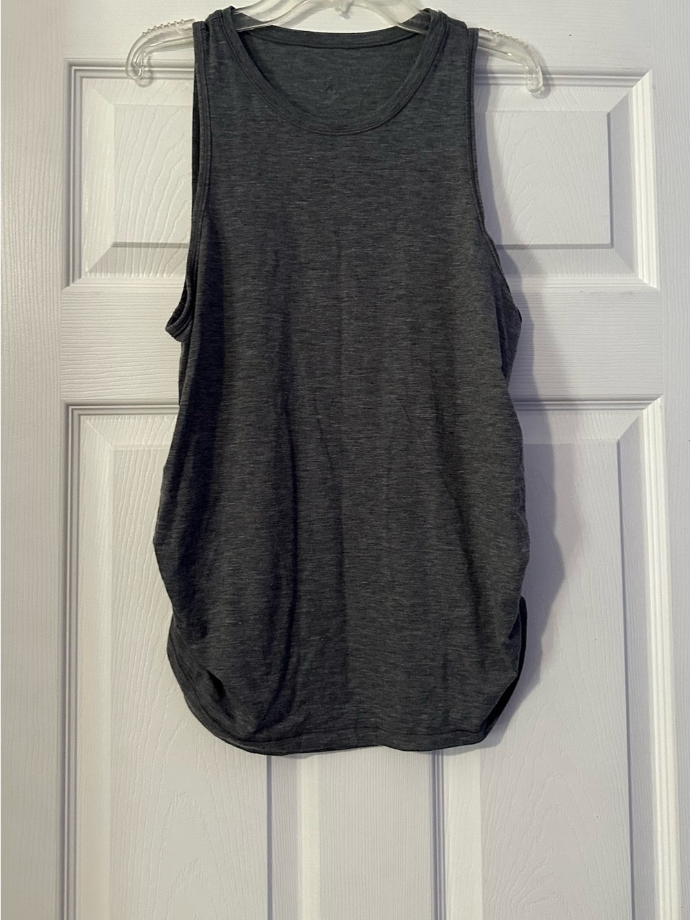 Lululemon cinched side ruched tank top in heathered gray. Is a size 4.